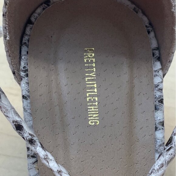 PrettyLittleThing Snake Print Lace-Up Block Heel Sandals Sz US 6/ UK 4/ EU 37 - Picture 6 of 10